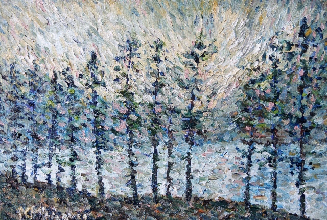 "New Paintings of Thirlmere, Lake District. Scots Pine Sentinels Thirlmere by Kevin Weaver."